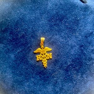 Gold RN necklace pendant 14k